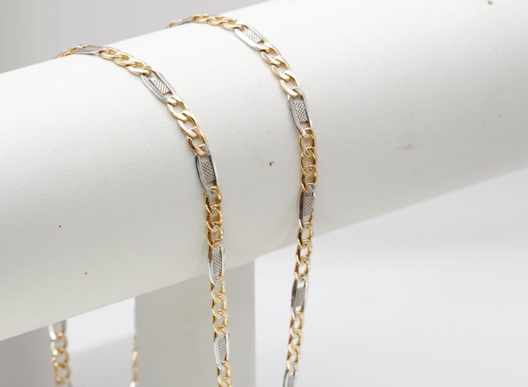 Arany ferfi vesett mintas bicolor figaro nyaklanc 14k a131 1 – használt arany ékszer a hasznaltarany.hu piacterén