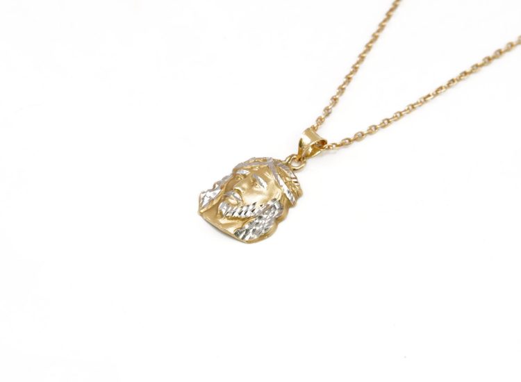 Arany bicolor jezus medal 14k a177 – használt arany ékszer a hasznaltarany.hu piacterén